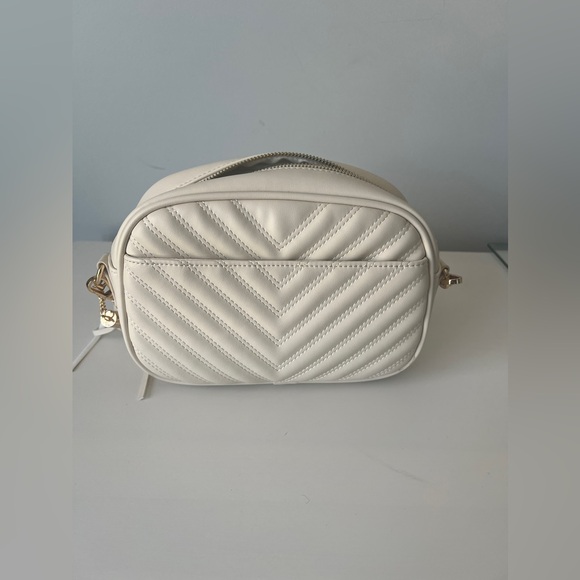 Womens Quilted Crossbody Bag Shoulder Purse, cream, small - Picture 2 of 5